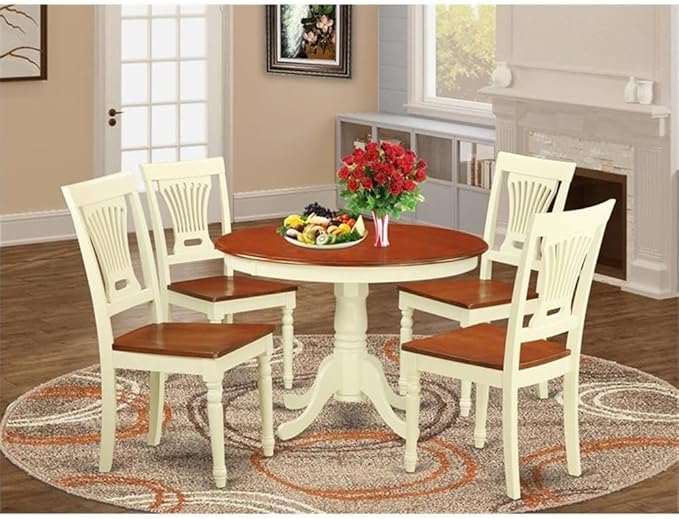 East West Furniture HLPL5-BMK-W 5 Piece Dining Room Furniture Set Includes a - Image 2