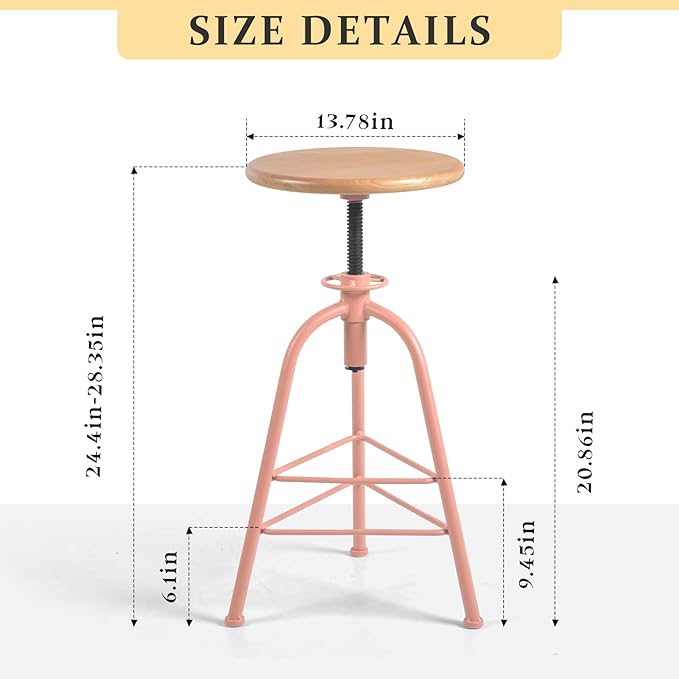 Set of 2 Modern Bar Stools-24.4-28.3 Counter Height Adjustable Patio - Image 3