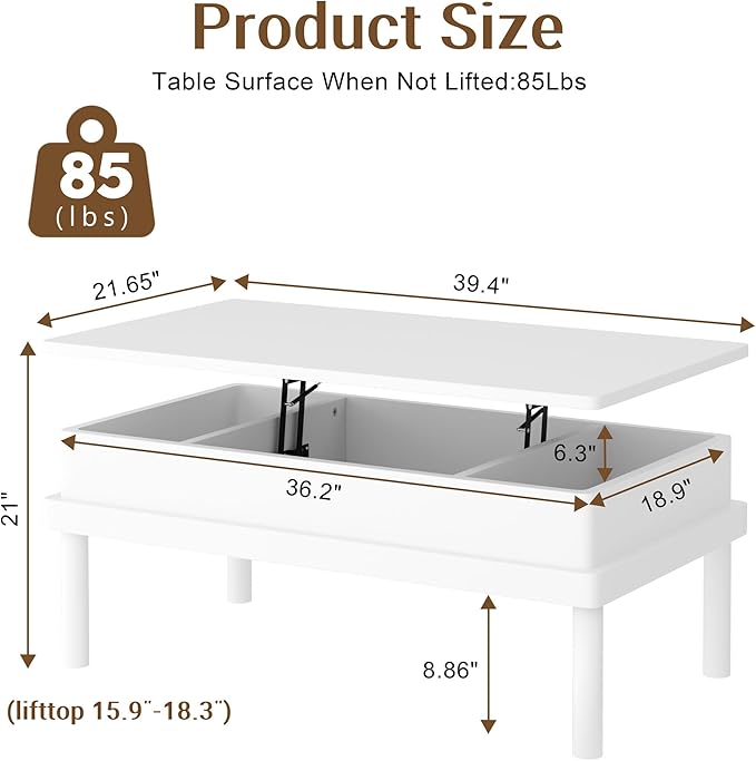 Shintenchi Coffee Table, Lift Top Coffee Table - Image 2