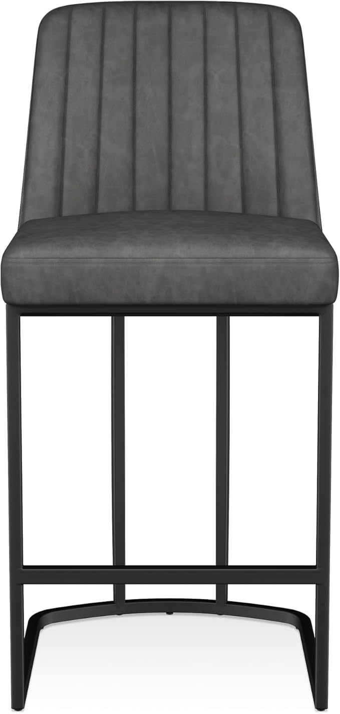 Bar Stools Set of 6, Faux Leather Counter Height Barstools, Upholstered Kitchen - Image 6