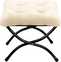 HollyHOME 15" Folding Footrest Stool, Upholstered Small Foldable Ottoman by HollyHOME