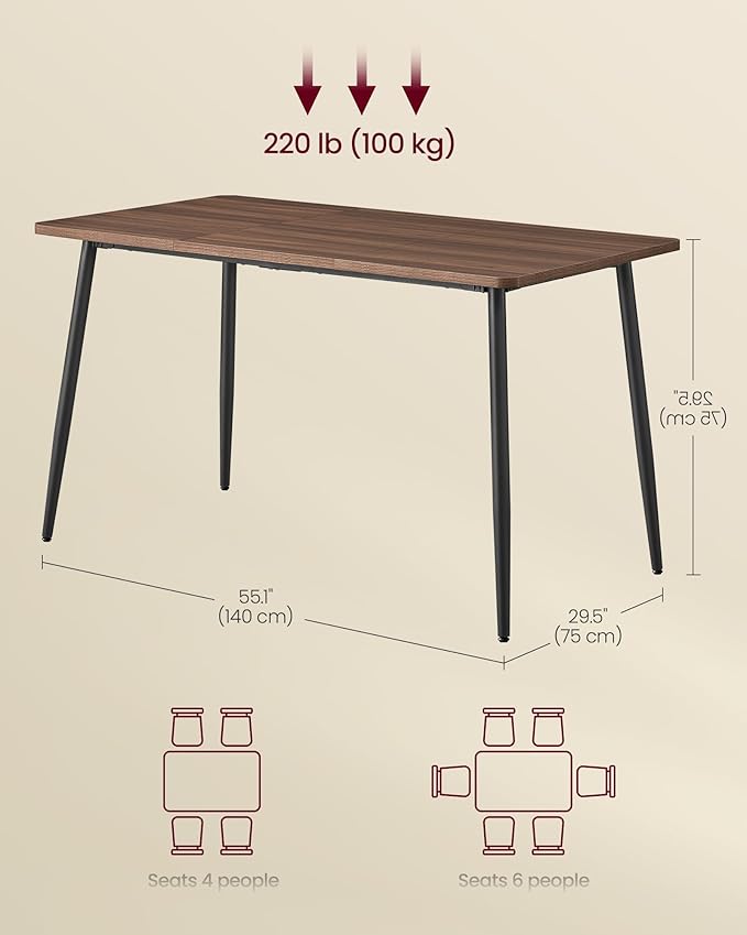 VASAGLE Dining Table, Dining Room Table - Image 2