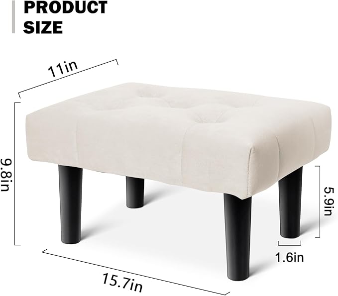 HOUCHICS Small Footstool Ottoman, Velvet Soft Footrest Ottoman - Image 2