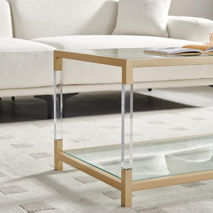 AGV LIGHTING 202205 BLEVIO Coffee Table, Modern Design Dual-Layer Coffee Table - Image 9