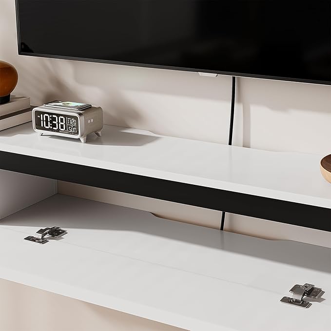 Fully-Assembled Floating TV Stand, 47IN High Gloss Wall Mounted Entertainment - Image 6