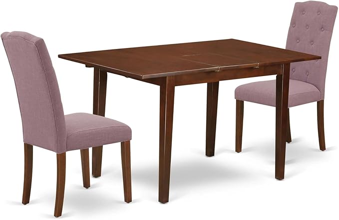 East West Furniture NOCE3-MAH-10 3 Piece Small Dinette Set Contains a Rectangle by EastWestFurniture