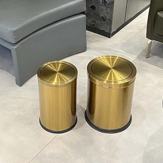 15L/4GAL Gold Bathroom Trash Can, Small Waste Basket - Image 2