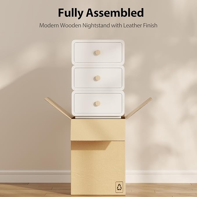 White Night Stand, Narrow Nightstand - Image 7