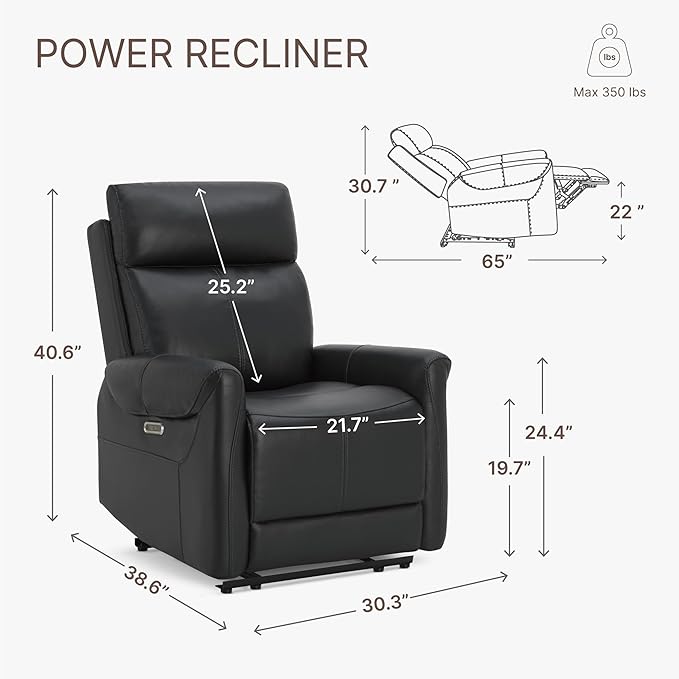 Leather Recliner Chair for Adults Wall Hugger RV Recliner - Image 3