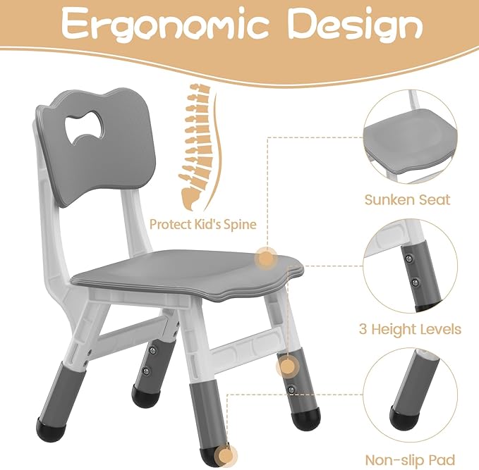GarveeHome Kids Table and 4 Chairs Set, Height Adjustable Toddler Table and - Image 6