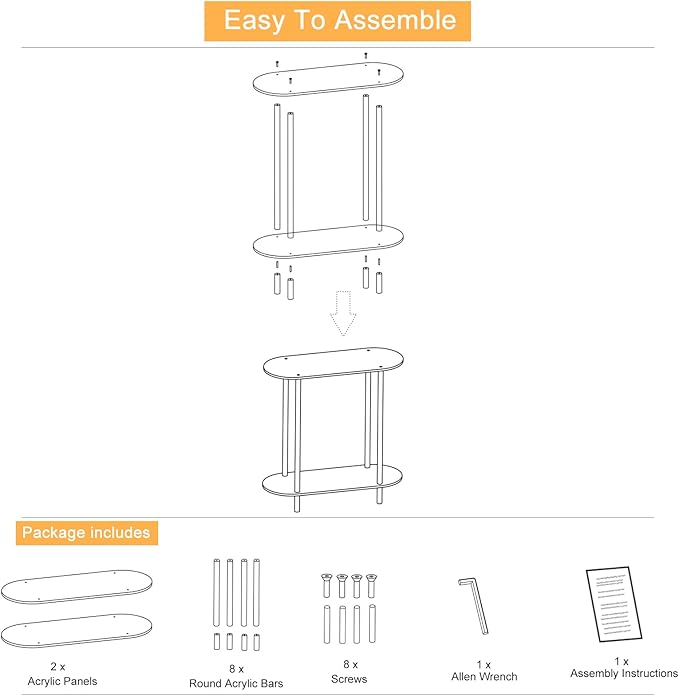Acrylic Console Table, 2-Tier Oval Frame Sofa Table, 29.53" Small Modern - Image 7