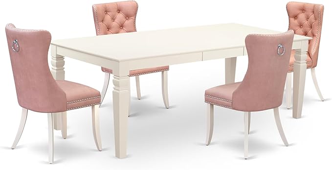 East West Furniture LGDA5-LWH-23 5 Piece Dining Set Contains a Rectangle by EastWestFurniture
