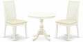 East West Furniture AMIP3-LWH-C 3 Piece Dining Set Contains a Round Dining Room by EastWestFurniture