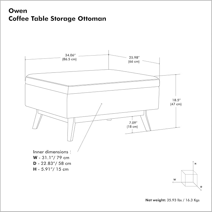 SIMPLIHOME Owen 34 inch Wide Mid Century Modern Rectangle Coffee Table Storage - Image 12