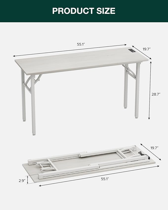 Frylr Small Folding Computer Desk – 55.1 Inch Portable Table - Image 2