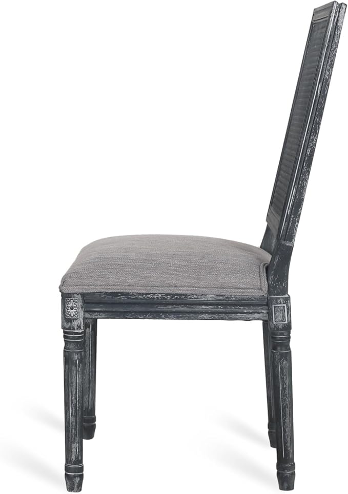 Merax Upholstered Solid Wood Dining Chairs Set of 2, French Country Style - Image 8