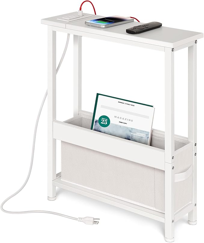 Slim Charging End Table with Storage by BAMGROW