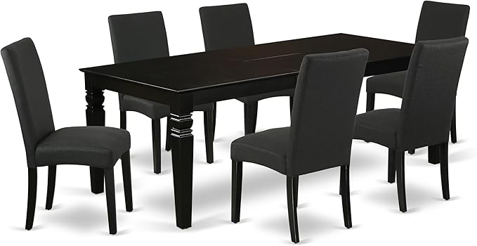 East West Furniture LGDR7-BLK-24 7 Piece Dining Table Set Consist of a by EastWestFurniture