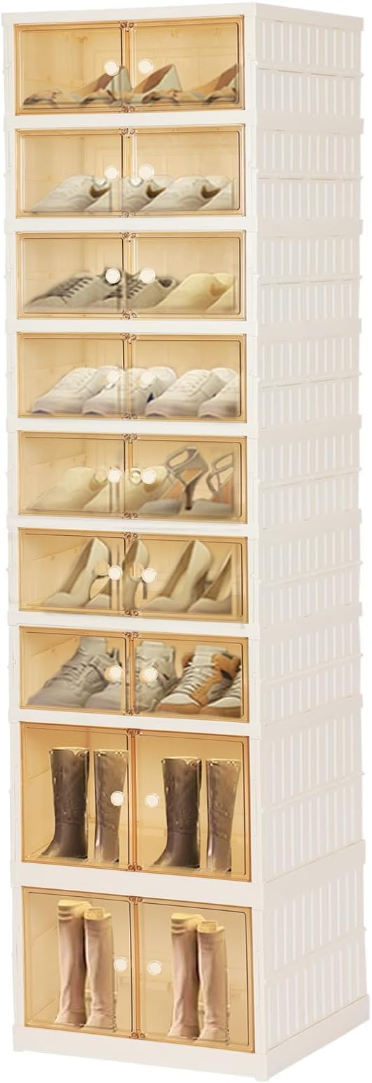 Foldable Shoe Organizer Storage Box, Portable Extra Large Folding Shoe Rack by Tykacna