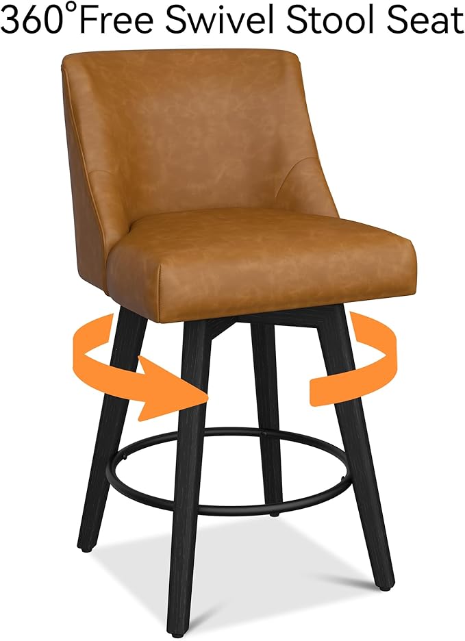Counter Height Bar Stools Set of 6, Modern Swivel Barstools - Image 6
