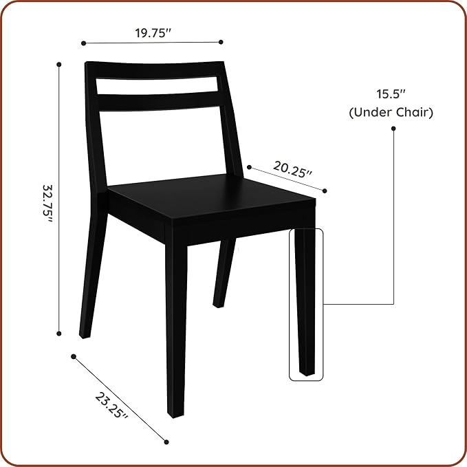 Grain & Grove Davie Dining Room Chairs Set of 4, Solid Wood Modern Kitchen Chair - Image 3