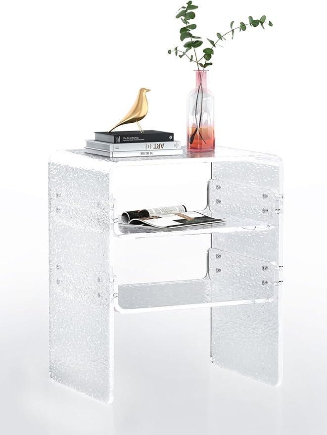 Clear Acrylic 3-Tier End Table/Nightstand – Sleek Bedside Storage - Image 6
