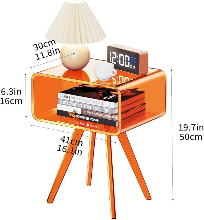 Acrylic Side Table, Acrylic Nightstand Bedside Table - Image 3
