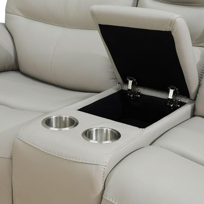Electric Power Reclining Sofa Set, Genuine Breathing Leather Recliner Couch Set - Image 7