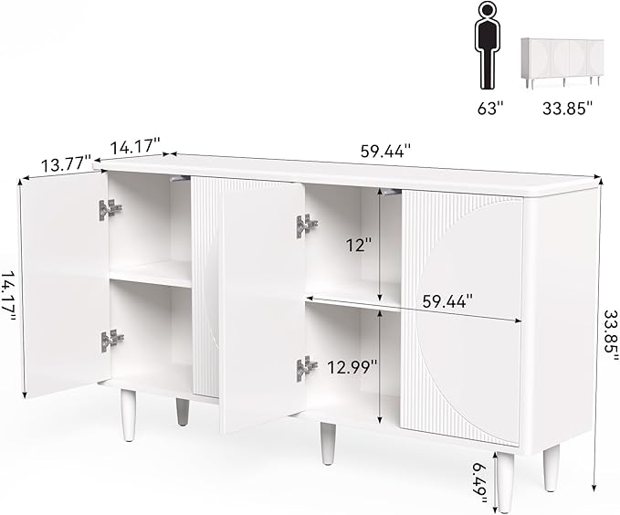 LITTLE TREE 59-Inch Buffet Cabinet Sideboard - Image 3