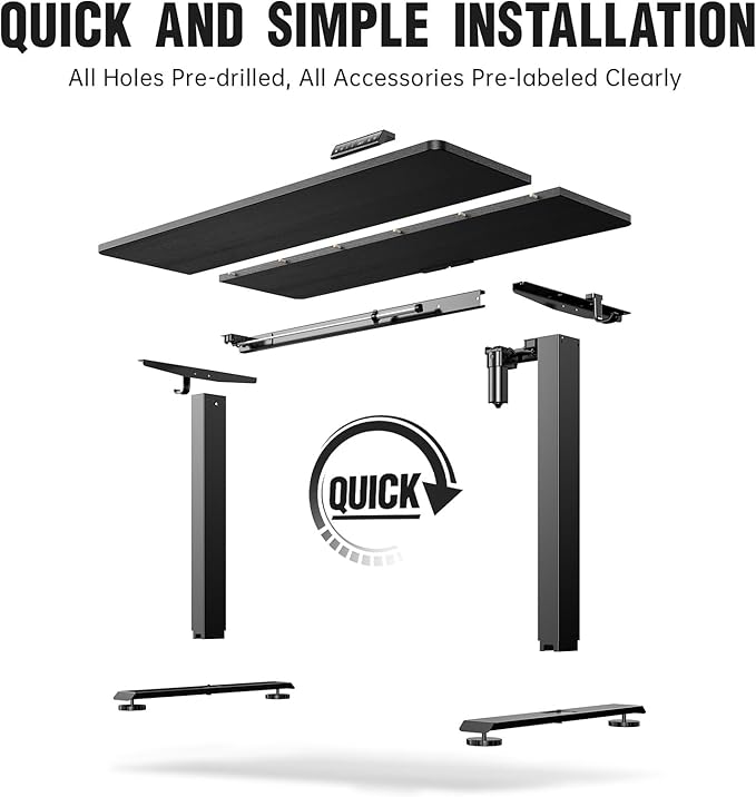 Veken Standing Desk Electric 47.2 Inch, Height Adjustable Sit Stand Up - Image 6
