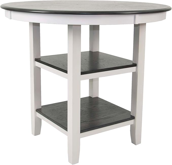 Poundex 5 Piece Counter Height Dining Set in White and Gray - Image 8