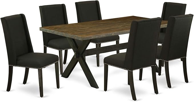 East West Furniture X677FL624-7 7 Piece Modern Dining Table Set Consist of a - Image 2