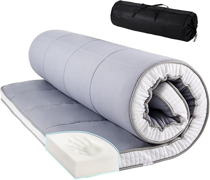 Tiita Floor Mattress Memory Foam Mattress Topper, Portable Roll Up Travel Car by TiitaHome
