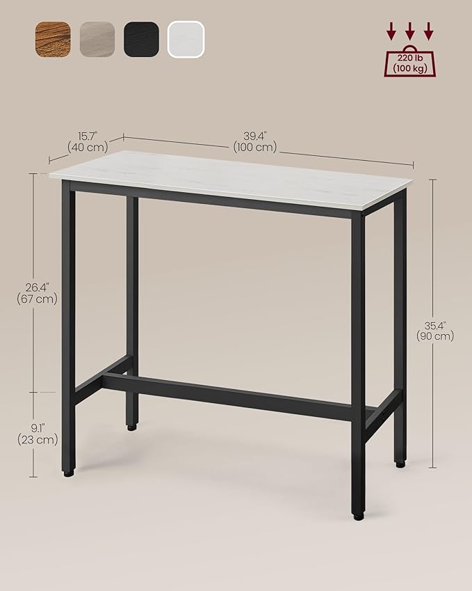 VASAGLE Bar Table, Narrow Long Kitchen Dining Table, Sturdy Metal Frame - Image 3