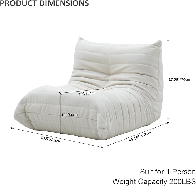 Luxury Sofa Couch Chair, Lazy Floor Seating, Fireside Bean Bag Chair, Ergonomic - Image 2