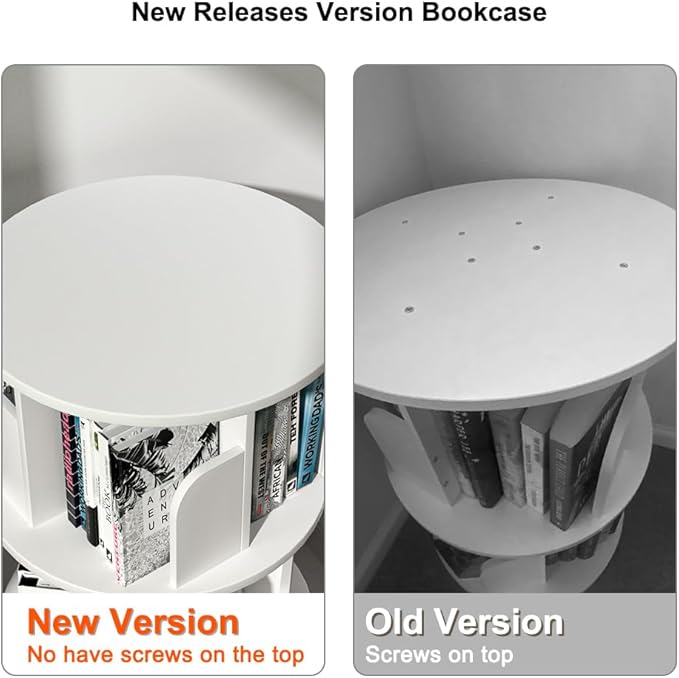 Nidouillet Rotating Bookshelf, Revolving Bookcase 360 Display Round Bookshelf - Image 4