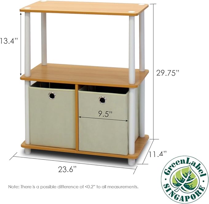 Furinno Go Green 3-Tier 2-Bin Multi-Purpose Storage Shelf - Image 2