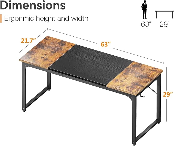 Coleshome 63 Inch Computer Desk, Modern Simple Style Desk - Image 3