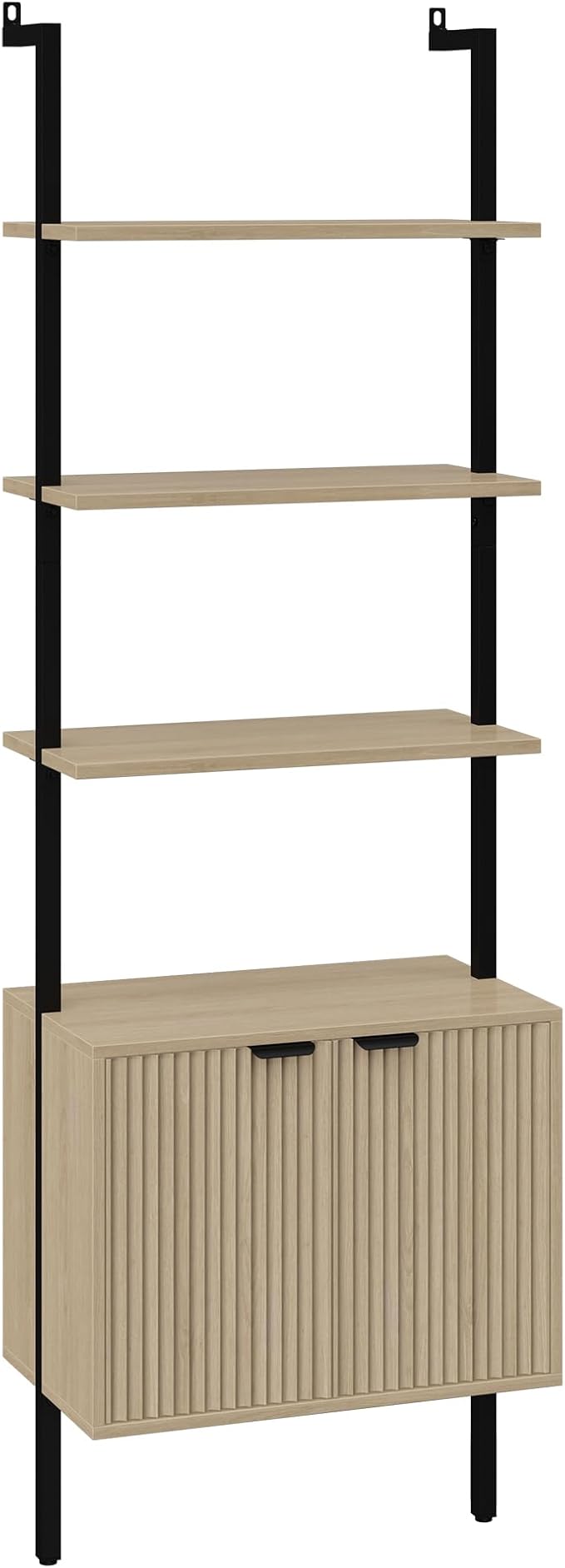 Yusong 73" Tall Bookshelf with Cabinet, Industrial Ladder Wall Mount Shelf - Image 9