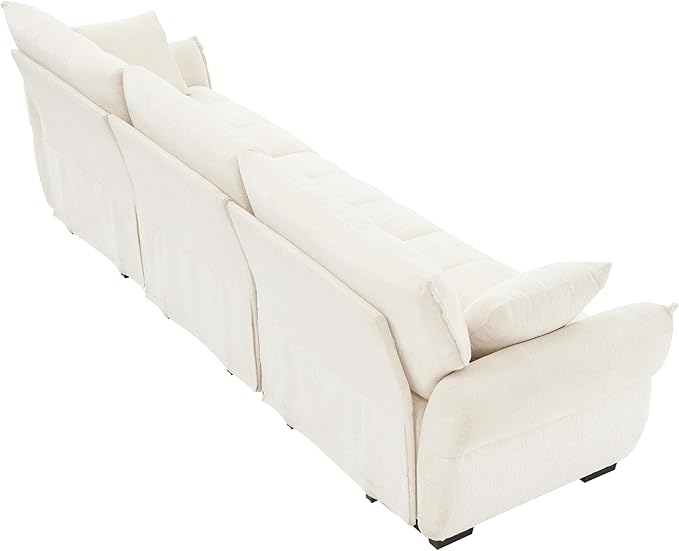 Modern Chenille Fabric 3-Seat Sofa w/ 2 Pillows, Premium Upholstery Living Room - Image 6