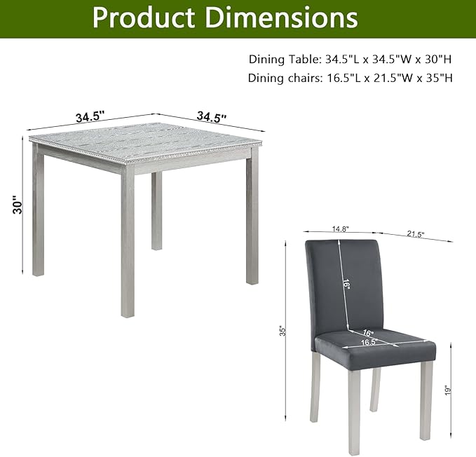 KEIKI 5-Piece Standard Height Dining Table Set - Image 3