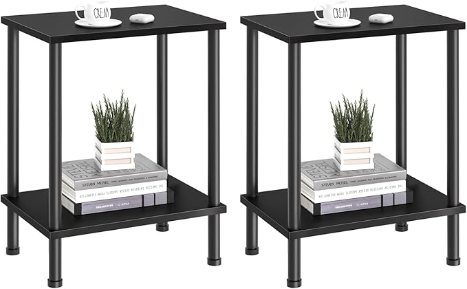 End Table, Small Side Table, 2-Tier Nightstand by YUFAM