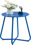 HollyHOME Round Metal Side Table, Rust-Resistant Patio Small Plant Stand by HollyHOME