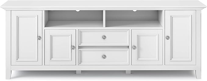SIMPLIHOME Amherst 72-inch Wide Solid Wood TV Stand in White, - Image 5