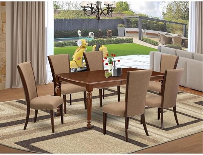 East West Furniture DOVE7-MAH-47 7 Piece Dining Table Set Consist of a - Image 2