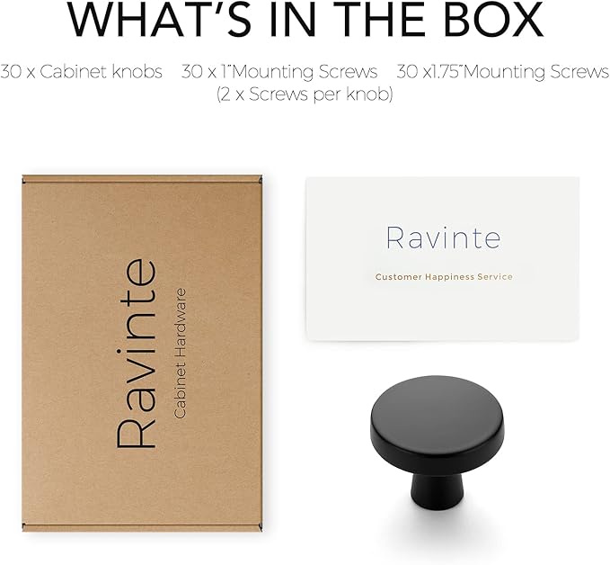 Ravinte 30 Pack Drawer Pulls 1-1/4 Inch Kitchen Cabinet Knobs Solid Round - Image 7