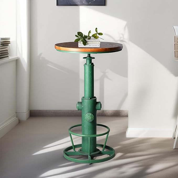 Farmhouse Bistro Bar Table Vintage Round Pub Table Industrial Coffee Table - Image 6