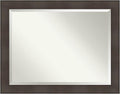 Amanti Art Brown Wall Mirror 36x46 William Rustic Woodgrain Rectangle Bathroom by AmantiArt