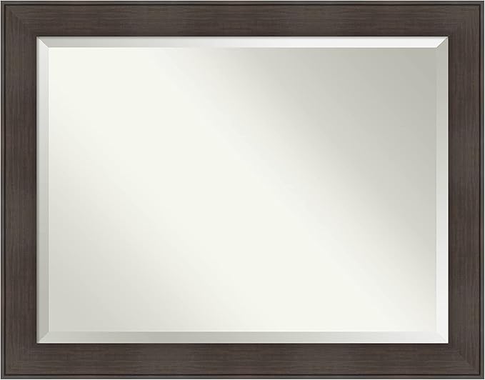 Amanti Art Brown Wall Mirror 36x46 William Rustic Woodgrain Rectangle Bathroom by AmantiArt