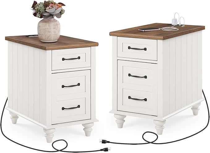 WAMPAT 2 Pack Off White End Table by WAMPAT